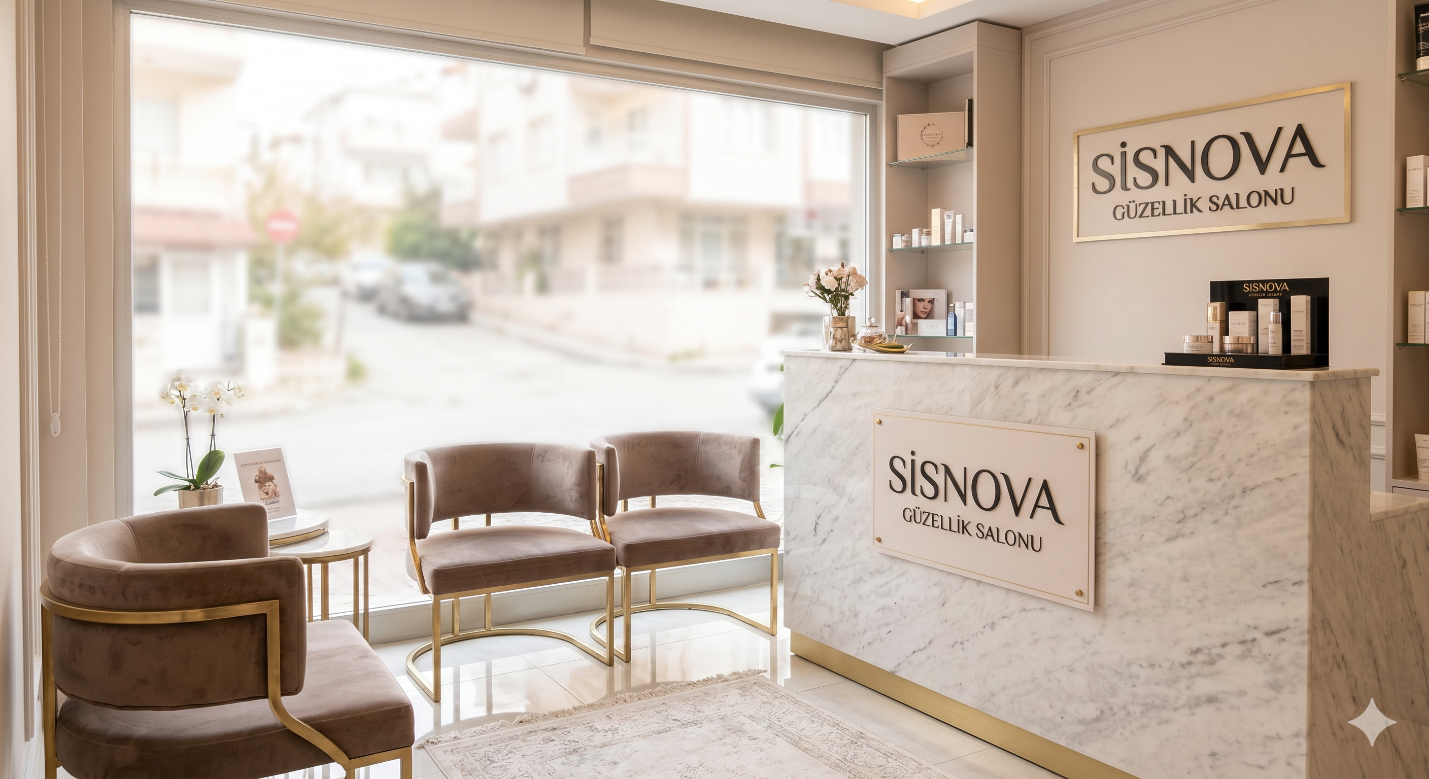 Sisnova Güzellik Salonu İzmir Karabağlar - Lüks iç mekan ve karşılama alanı